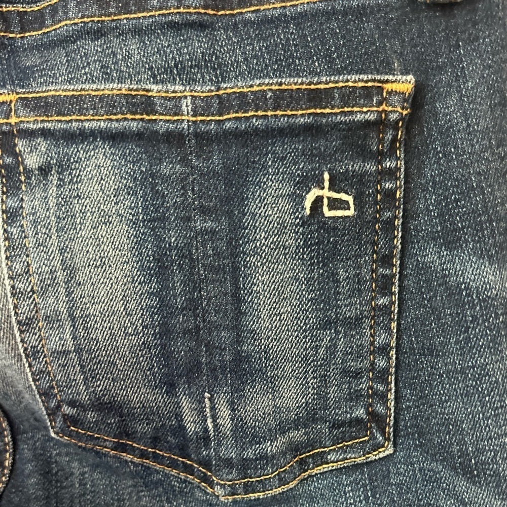 Rag & Bone Alderly Crop Skinny Jeans Blue Denim Raw Fray Hem Low Mid Rise 24 EUC - Picture 5 of 9